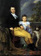 Joseph Denis Odevaere Portrait of a Prominent Gentleman with his Daughter and Hunting Dog Spain oil painting reproduction